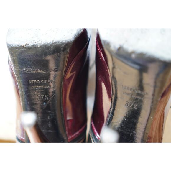 Lanvin Colorblock Patent Leather Lace Up Ankle Heel Boots Booties Size 37.5 - Picture 11 of 14